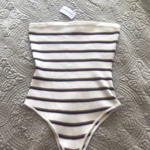 Striped, tube top, bodysuit